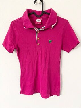 B The Collection Women’s Pink Bee Embroidered Short Sleeve Polo Shirt XS